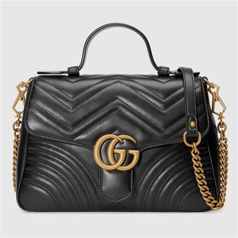 borsa a mano gucci pelle|Borsa a mano GG Marmont misura piccola in pelle nera.